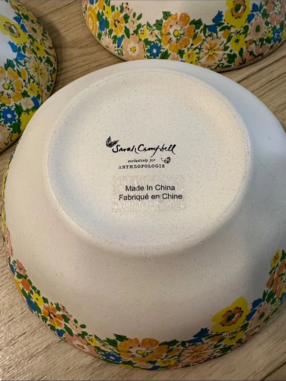 Anthropologie Sarah Campbell Bamboo Melamine Bowls - Set of 3